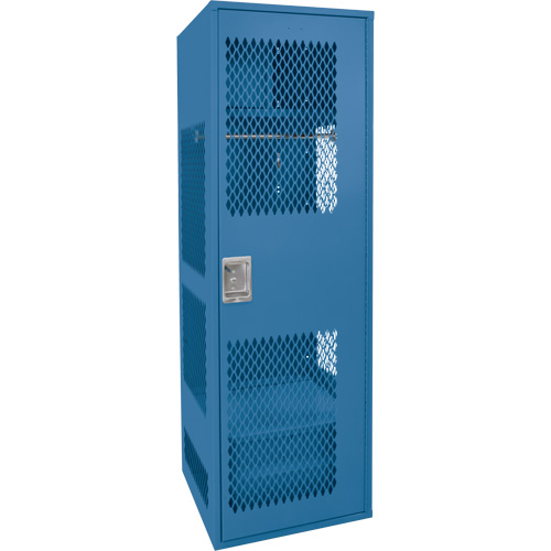 Gear Locker with Door, Steel, 24" W x 18" D x 72" H, Dark Blue Trail Hammer and Bolt