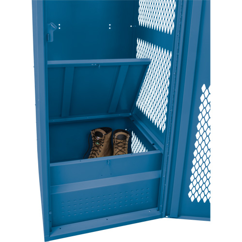 Gear Locker with Door, Steel, 24" W x 18" D x 72" H, Dark Blue Trail Hammer and Bolt
