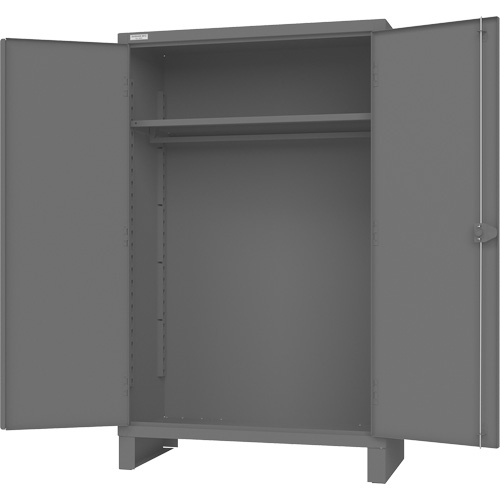 Armoire avec barre de suspension et portes encastr&eacute;es standards, Acier, 78" h x 48" la x 24" P, Gris Trail Hammer and Bolt