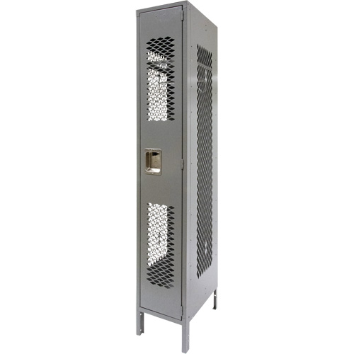 Vented Lockers, 12" x 18" x 78", Steel, Grey, Knocked Down, Perforated Trail Hammer and Bolt