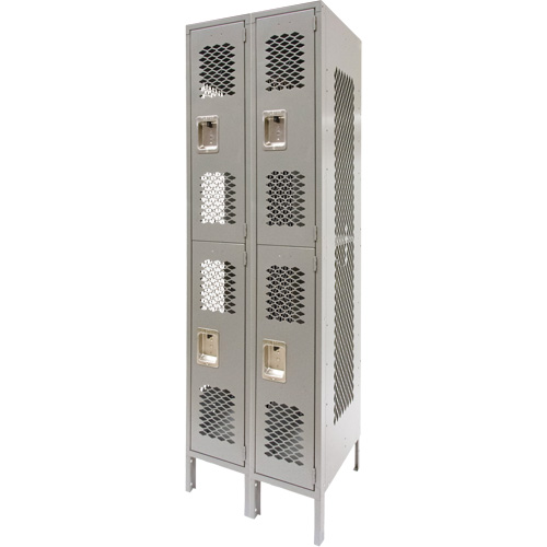 Casiers ventil&eacute;s, 2 niveaux, Bloc de 2, 24" x 18" x 78", Acier, Gris, D&eacute;mont&eacute;, Perfor&eacute; Trail Hammer and Bolt