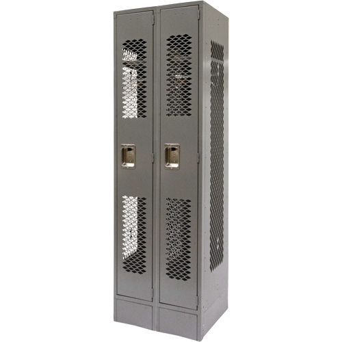 Casiers ventil&eacute;s, Bloc de 2, 24" x 18" x 78", Acier, Gris, D&eacute;mont&eacute;, Perfor&eacute; Trail Hammer and Bolt