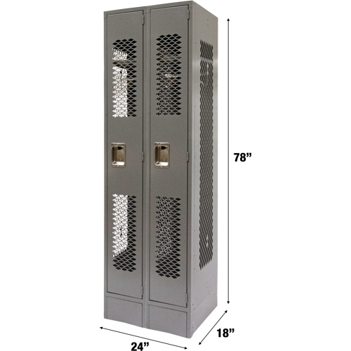 Casiers ventil&eacute;s, Bloc de 2, 24" x 18" x 78", Acier, Gris, D&eacute;mont&eacute;, Perfor&eacute; Trail Hammer and Bolt