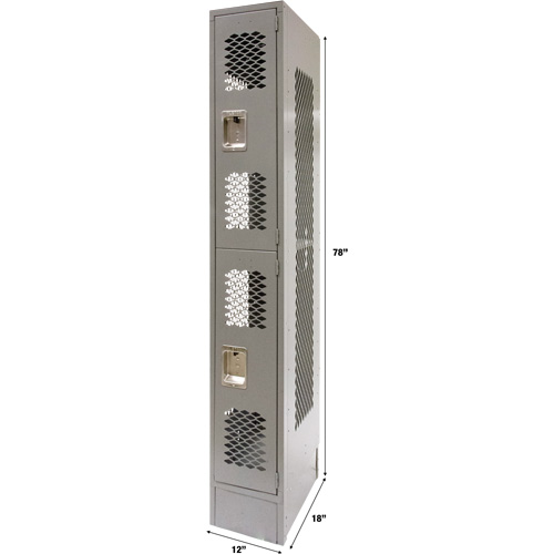 Casiers ventil&eacute;s, 2 niveaux, 12" x 18" x 78", Acier, Gris, D&eacute;mont&eacute;, Perfor&eacute; Trail Hammer and Bolt