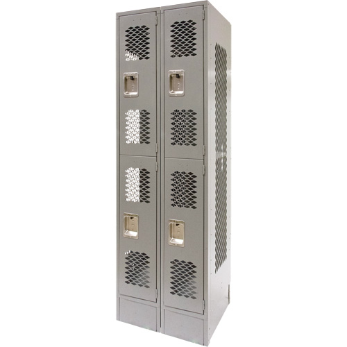 Casiers ventil&eacute;s, 2 niveaux, Bloc de 2, 24" x 18" x 78", Acier, Gris, D&eacute;mont&eacute;, Perfor&eacute; Trail Hammer and Bolt
