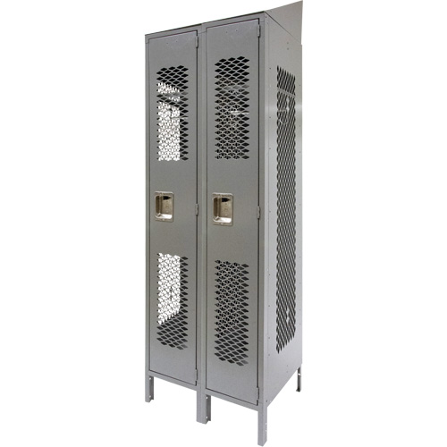 Casiers ventil&eacute;s, Bloc de 2, 24" x 18" x 88", Acier, Gris, D&eacute;mont&eacute;, Perfor&eacute; Trail Hammer and Bolt