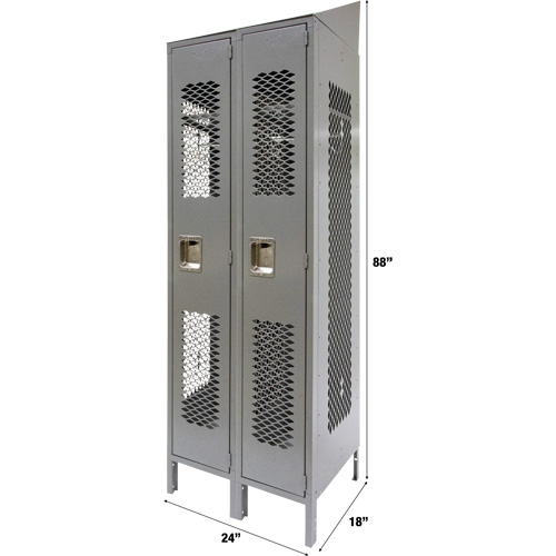 Casiers ventil&eacute;s, Bloc de 2, 24" x 18" x 88", Acier, Gris, D&eacute;mont&eacute;, Perfor&eacute; Trail Hammer and Bolt