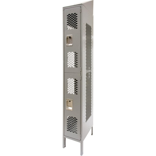 Casiers ventil&eacute;s, 2 niveaux, 12" x 18" x 88", Acier, Gris, D&eacute;mont&eacute;, Perfor&eacute; Trail Hammer and Bolt