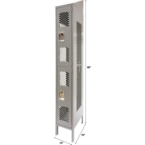 Casiers ventil&eacute;s, 2 niveaux, 12" x 18" x 88", Acier, Gris, D&eacute;mont&eacute;, Perfor&eacute; Trail Hammer and Bolt