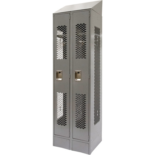 Casiers ventil&eacute;s, Bloc de 2, 24" x 18" x 88", Acier, Gris, D&eacute;mont&eacute;, Perfor&eacute; Trail Hammer and Bolt