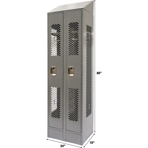 Casiers ventil&eacute;s, Bloc de 2, 24" x 18" x 88", Acier, Gris, D&eacute;mont&eacute;, Perfor&eacute; Trail Hammer and Bolt