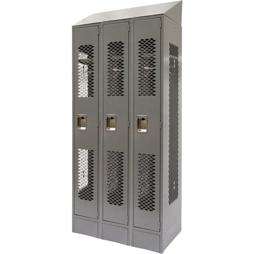 Casiers ventil&eacute;s, Bloc de 3, 36" x 18" x 88", Acier, Gris, D&eacute;mont&eacute;, Perfor&eacute; Trail Hammer and Bolt