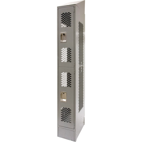 Casiers ventil&eacute;s, 2 niveaux, 12" x 18" x 88", Acier, Gris, D&eacute;mont&eacute;, Perfor&eacute; Trail Hammer and Bolt