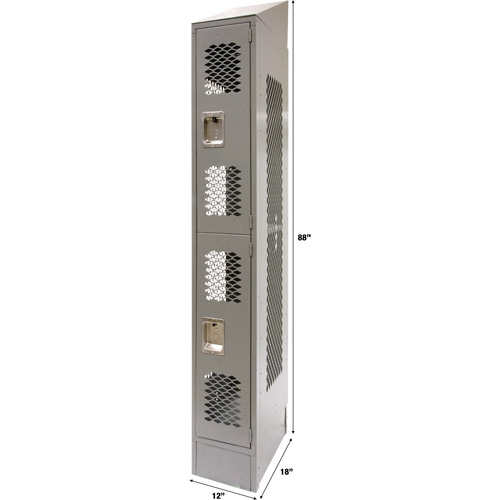 Casiers ventil&eacute;s, 2 niveaux, 12" x 18" x 88", Acier, Gris, D&eacute;mont&eacute;, Perfor&eacute; Trail Hammer and Bolt