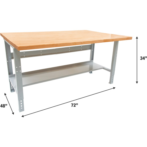 Industrial Modular Workbench, 1000 lbs. Cap., 72" W x 48" D Trail Hammer and Bolt