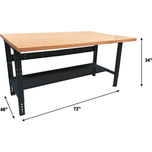 Industrial Modular Workbench, 1000 lbs. Cap., 72" W x 48" D Trail Hammer and Bolt