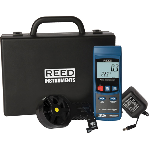 Vane Thermo-Anemometer Kit, Data Logging, 0.4 - 30.0 m/sec Air Velocity Range Trail Hammer and Bolt