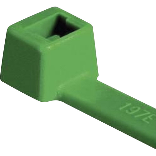 UL Rated PA66 Cable Ties, 4" Long, 18 lbs. Tensile Strength, Green Trail Hammer and Bolt