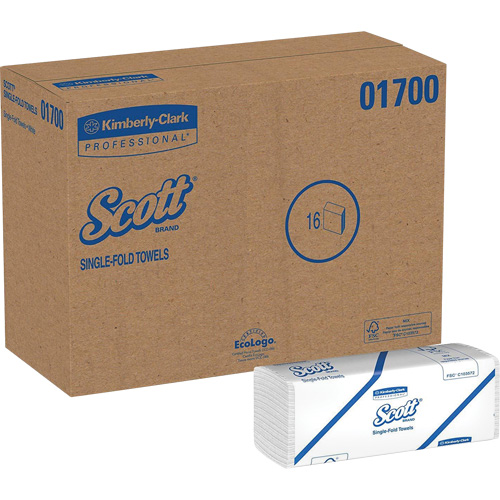 Scott&reg; Single Fold Towels, 1 Ply, 10-1/2" L x 9-3/10" W, 250 /Pack Trail Hammer and Bolt