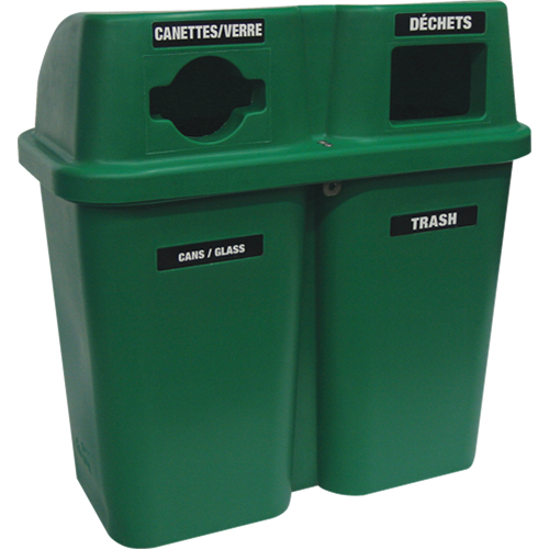 Recycling Containers Bullseye, Curbside, Plastic, 2 x 22 US gal. Trail Hammer and Bolt