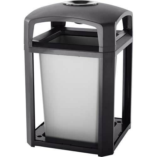 Cendrier et corbeille pour d&eacute;chets de s&eacute;rie Landmark, Plastique, Capacit&eacute; 35 gal. US, Hauteur 40" Trail Hammer and Bolt