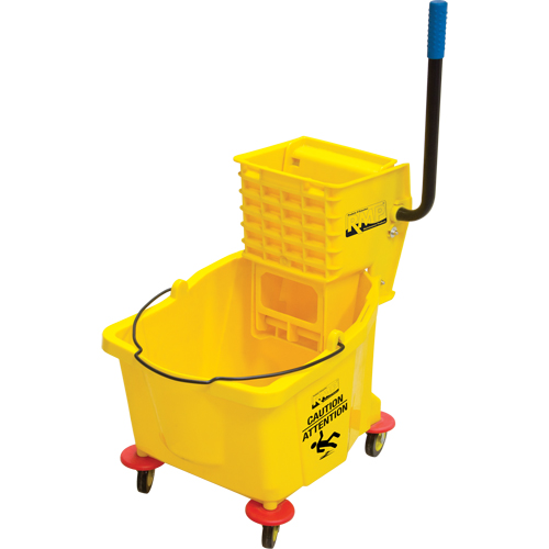 Mop Bucket and Wringer, Side Press, 9.5 US Gal.(38 Quart), Yellow Trail Hammer and Bolt