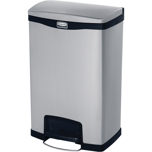 Slim Jim&reg; Waste Container, Stainless Steel, 13 US gal. Capacity Trail Hammer and Bolt