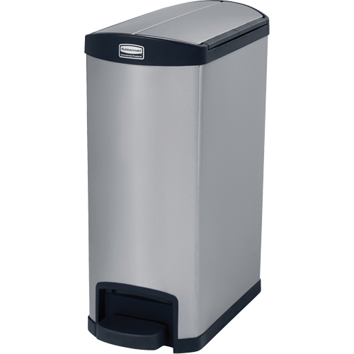 Slim Jim&reg; Waste Container, Stainless Steel, 13 US gal. Capacity Trail Hammer and Bolt