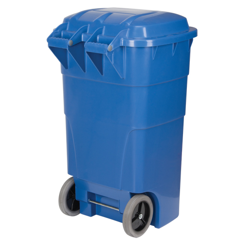 Bac de recyclage roulant, Bord de rue, Poly&eacute;thyl&egrave;ne, 65 gal. US Trail Hammer and Bolt
