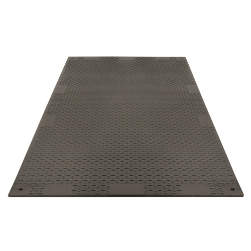 Medium-Duty Ground Protection, 4' x 8', High Density Polyethylene, Smooth/Textured, Black Trail Hammer and Bolt
