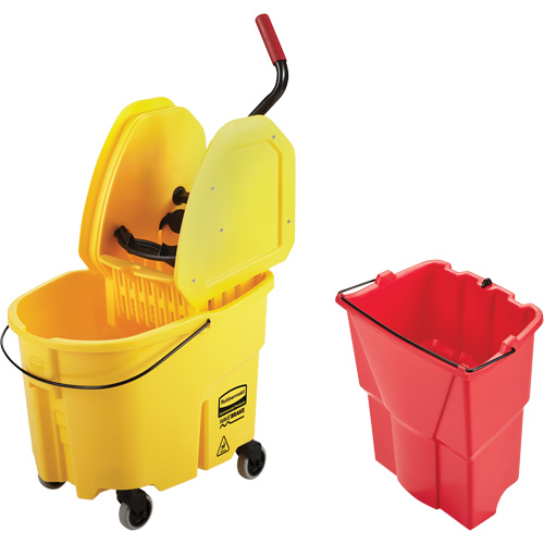 Ensemble de seau pour vadrouille et essoreuse WaveBrake, Pression vers le bas, 8,75 gal. US (35 pintes), Jaune Trail Hammer and Bolt