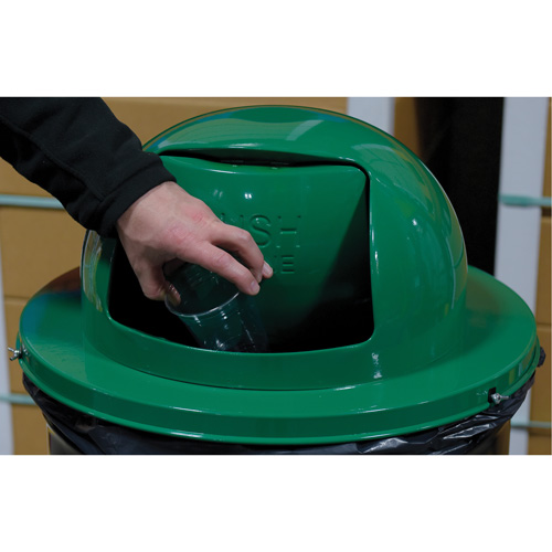 Drum Waste Disposal Top, Dome Lid, Metal, Fits Container Size: 23-1/2" Dia. Trail Hammer and Bolt