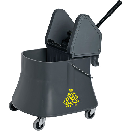 Ensemble de seau pour vadrouille et essoreuse Champ, Pression vers le bas, 10 gal. US (40 pintes), Gris Trail Hammer and Bolt