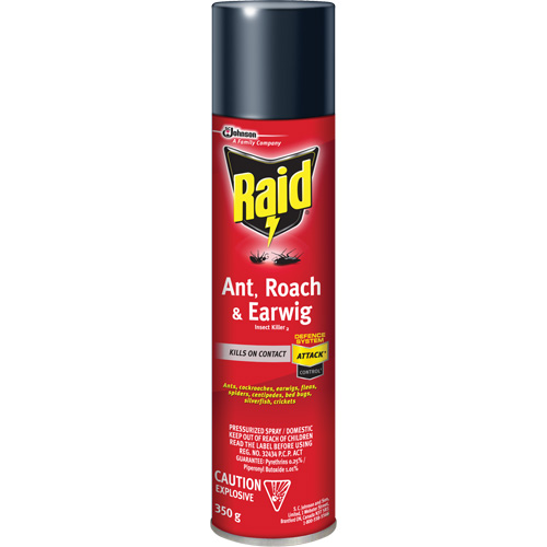 Insecticide contre fourmis, coquerelles et perce-oreilles Raid, 350 g, &agrave; base de solvant Trail Hammer and Bolt