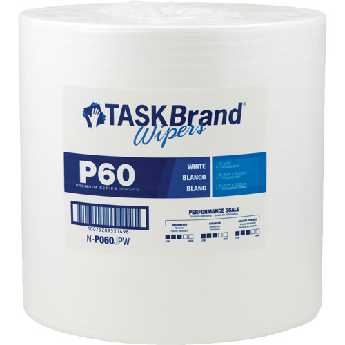 TaskBrand&reg; P60 Premium Series Wipers, All-Purpose, 13" L x 12" W Trail Hammer and Bolt