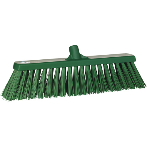 Heavy-Duty Push Broom, Stiff Bristles, 20", Polyester, Green Trail Hammer and Bolt