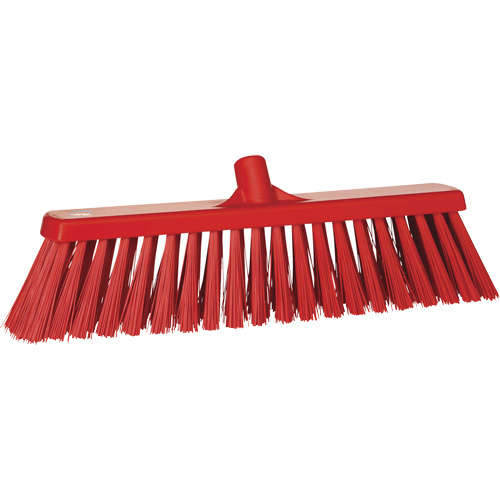 Heavy-Duty Push Broom, Stiff Bristles, 20", Polyester, Red Trail Hammer and Bolt