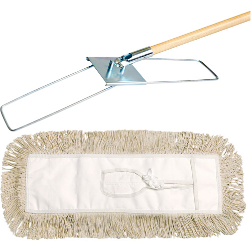 Break-Ezy Dust Mop System, Tie-On Style, Cotton, 36" L x 5" W Trail Hammer and Bolt