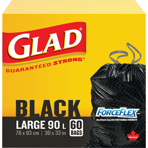 90L Garbage Bags, Regular, 30" W x 33" L, Black Trail Hammer and Bolt