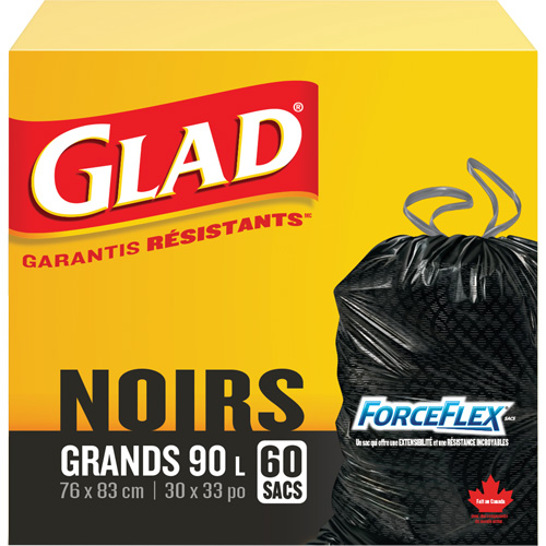 90L Garbage Bags, Regular, 30" W x 33" L, Black Trail Hammer and Bolt