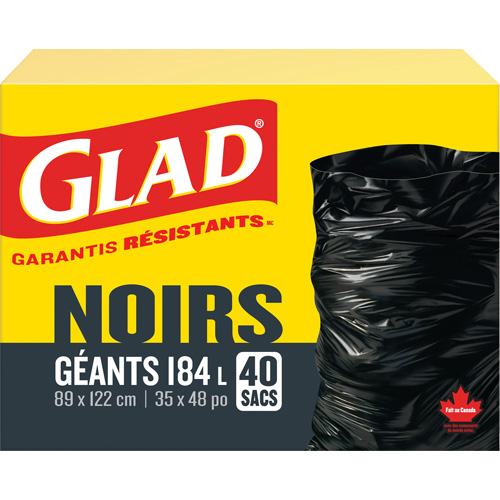 Sacs &agrave; ordures 184 L, R&eacute;gulier, 35" la x 48" lo, Noir Trail Hammer and Bolt
