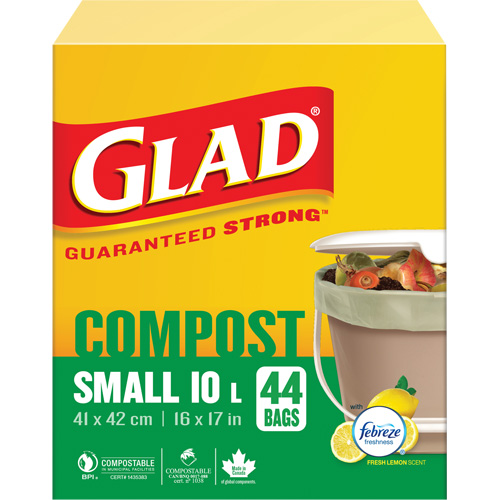 Small Compostable Bags, Regular, 17" L x 16" W, Brown, 10 L (3 Gal.) Capacity Trail Hammer and Bolt