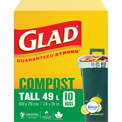 Tall Compostable Bags, Regular, 31" L x 24" W, Brown, 49 L (13 Gal.) Capacity Trail Hammer and Bolt