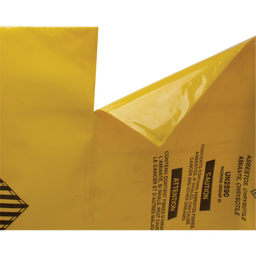 Doublures pour d&eacute;chets dangereux, Amiante, 40" lo x 26" la, 3 mils Trail Hammer and Bolt