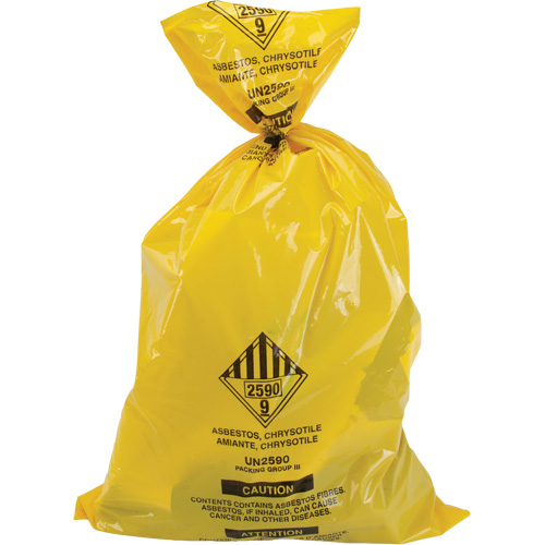 Doublures pour d&eacute;chets dangereux, Amiante, 40" lo x 26" la, 3 mils Trail Hammer and Bolt
