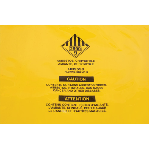 Doublures pour d&eacute;chets dangereux, Amiante, 40" lo x 26" la, 3 mils Trail Hammer and Bolt