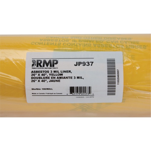 Doublures pour d&eacute;chets dangereux, Amiante, 40" lo x 26" la, 3 mils Trail Hammer and Bolt