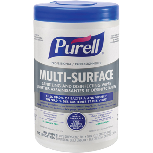 Professional Multi-Surface Sanitizing & Disinfecting Wipes, 7" x 10", 110 Count Trail Hammer and Bolt