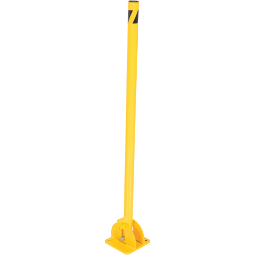 Fold-Down Bollards, Steel, 42" H x 1-3/4" W, Yellow Trail Hammer and Bolt