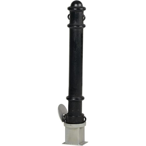 Removable Ornamental Bollards, Steel, 40" H x 4-1/2" W, Black Trail Hammer and Bolt